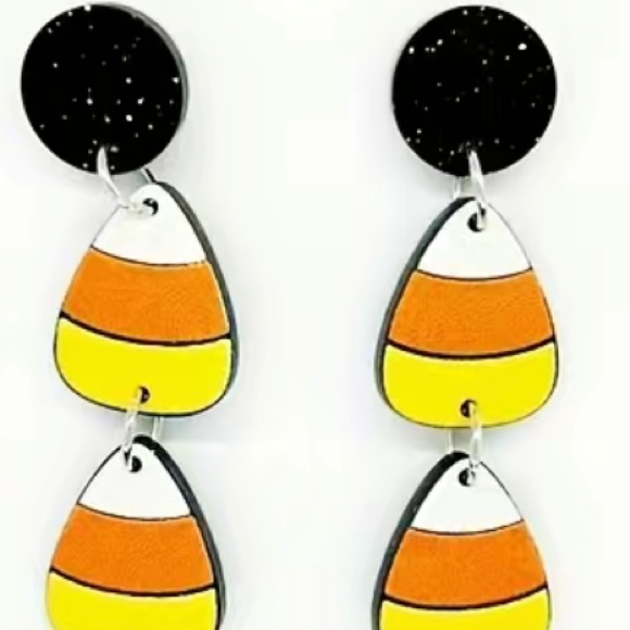Candy Corn Dangle Earrings - Picture 3 of 6